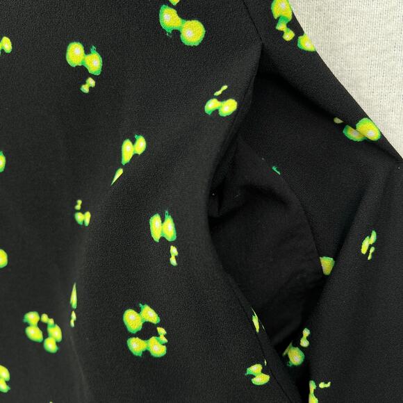 COS Frill Neck A-line Printed Dress Womens 4 Black Sleeveless Swing Floral Print - Picture 10 of 16